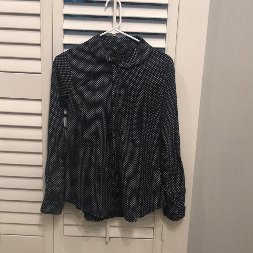 J.Crew nave polka dot women’s dress shirt